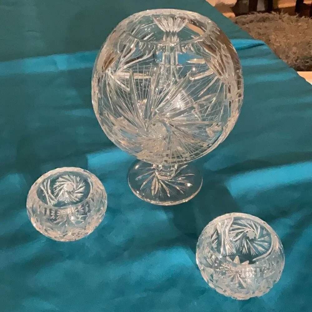 Crystal Rose Bowl Set